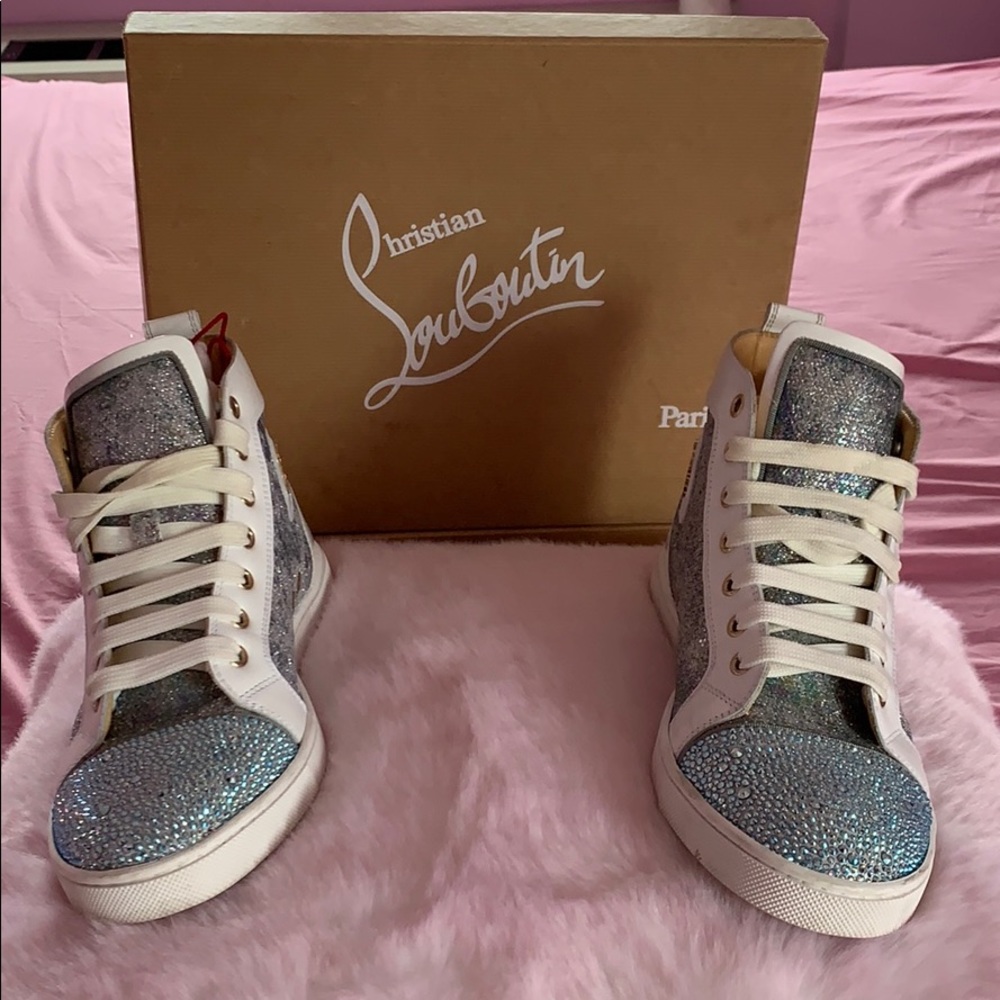 Louboutin Bip Bip Strass Woman Flat Sue/Glitter